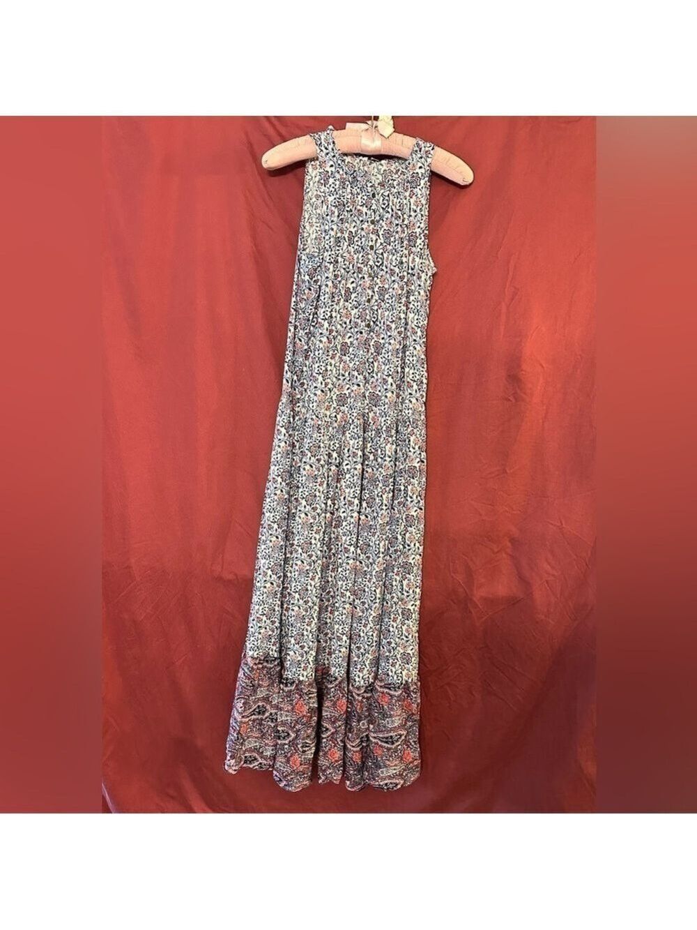 C EST 1946 Women’s BOHO Sleeveless Maxi Floral Paisley Button front Dress S NWT